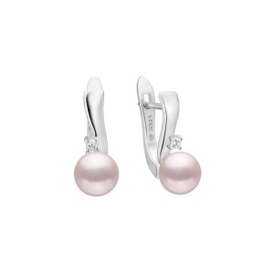 Cercei argint cu perle naturale roz pudra si cristale DiAmanti SK26100EL_L-G (Argint 925‰ 2,3 g.)